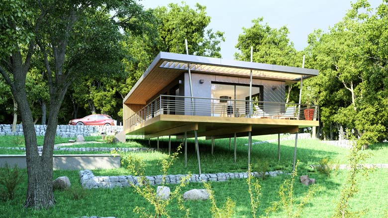 Maison pop up réalisée sous les principes d'écoconstruction dans le Gard