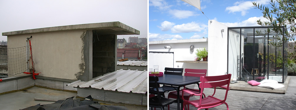 Avant Apres Amenagement D Une Terrasse Sur Le Toit D Un Immeuble