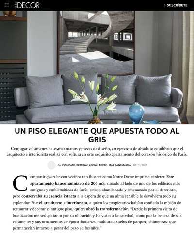 Article du magazine Elle Decor sur la rénovation d'un appartement
