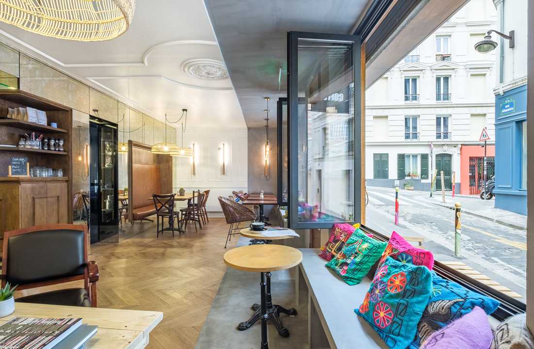 Aménagement d'un café chic par un architecte spécialiste de l'architecture commerciale à Nîmes