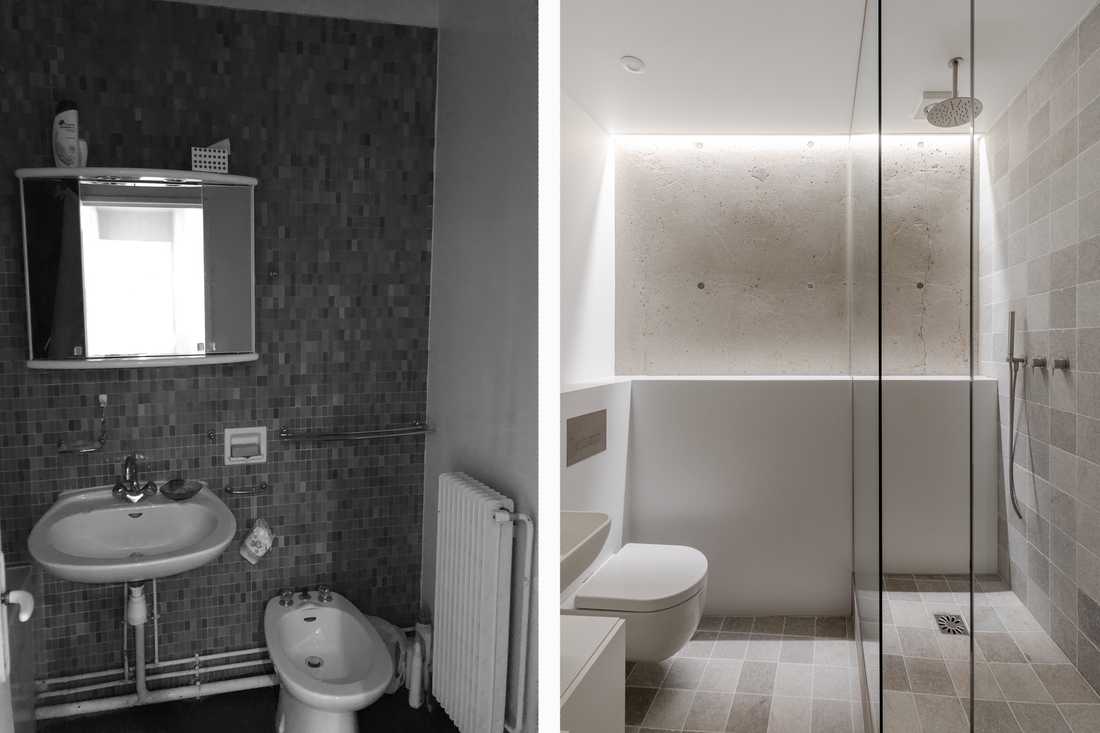 Avant - après : Rénovation de la salle de bain d'un appartement des années 70 à Nîmes