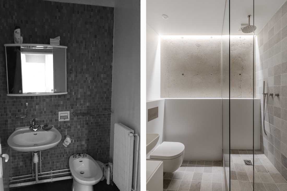 Avant - après : Rénovation de la salle de bain d'un appartement des années 70 à Nîmes