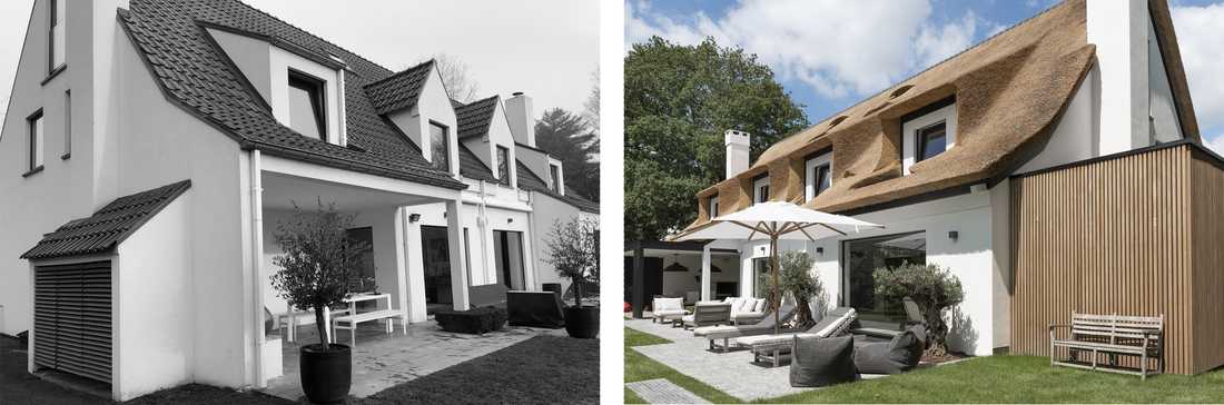 Photo avant-après de la restructuration complète d'une villa par un architecte d'intérieur à Nîmes