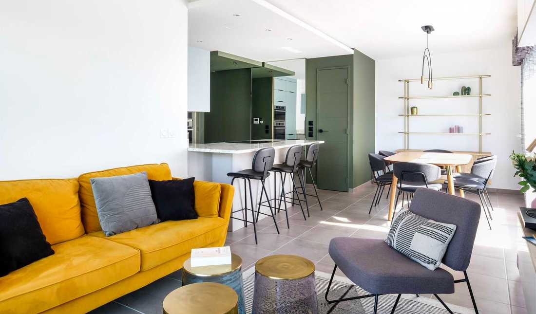 Interior design of the living room of a new apartment in Nîmes