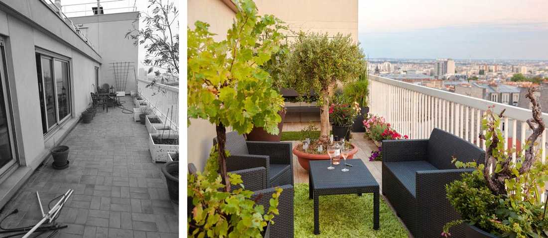 Aménagement d'une terrasse par un jardinier paysagiste à Nîmes